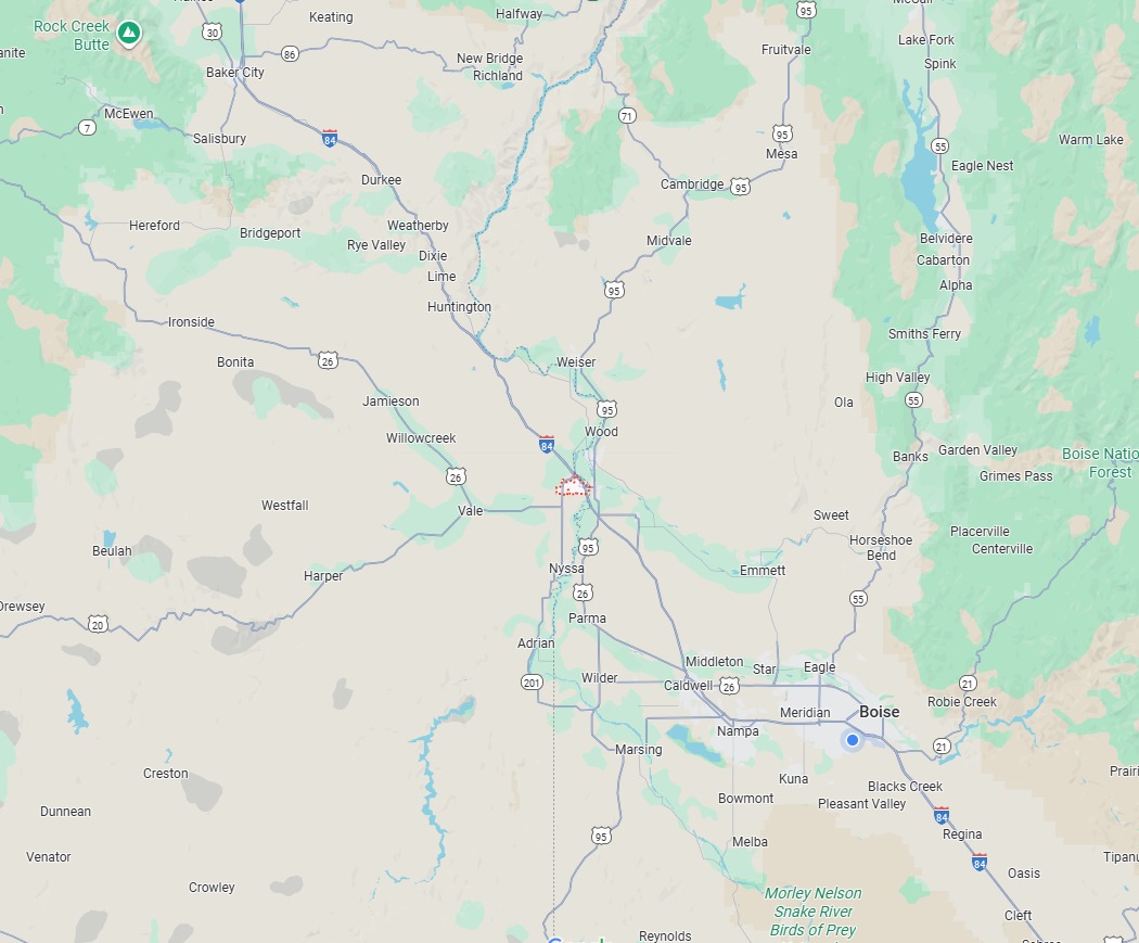 True North Equine Service Area Map - Oregon and Western Idaho