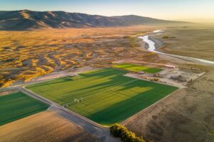 Irrigated ranch property in the Oregon-Idaho border region showing the value of water rights