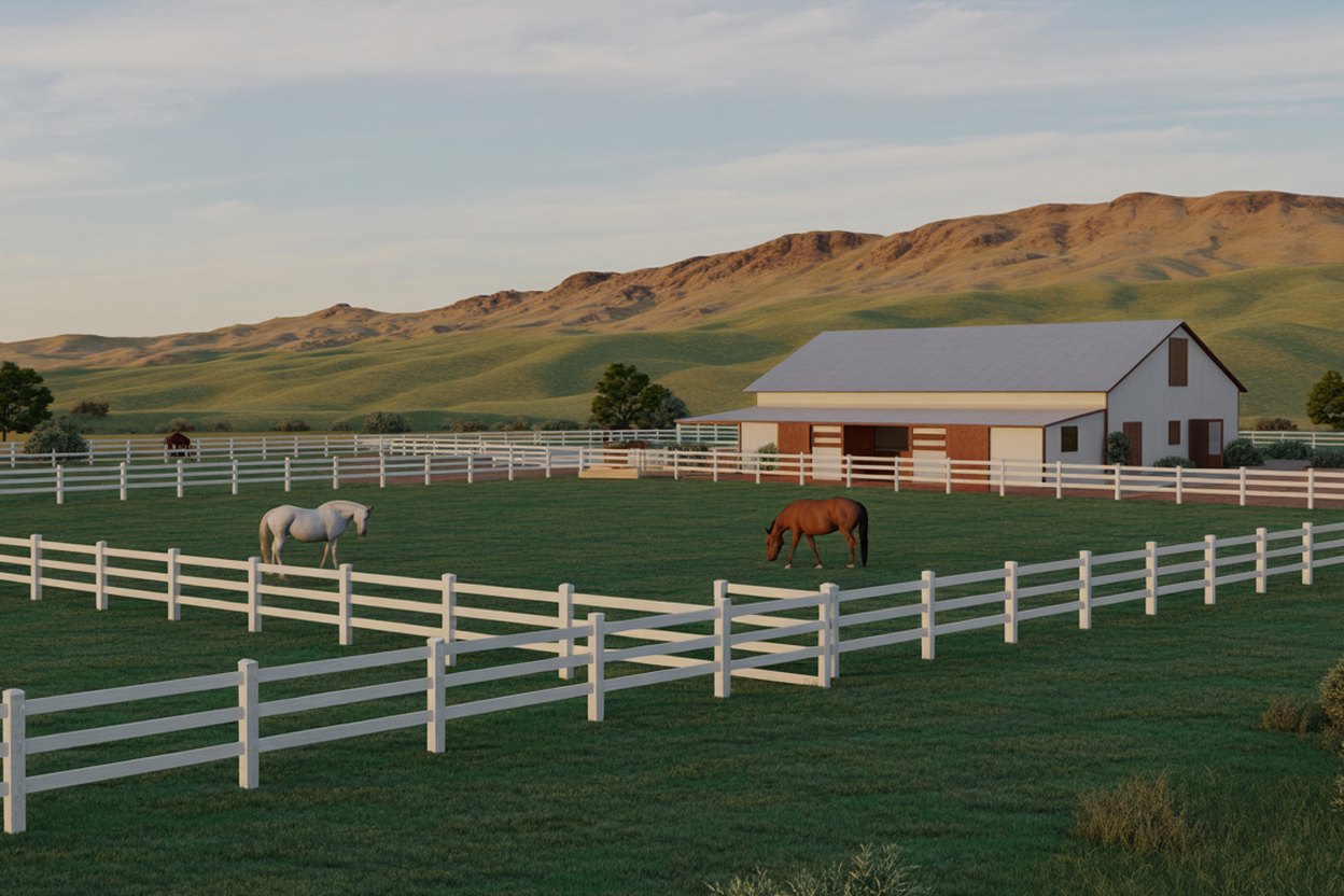 Horse property with barn, arena, and green pastures ready for equestrian use